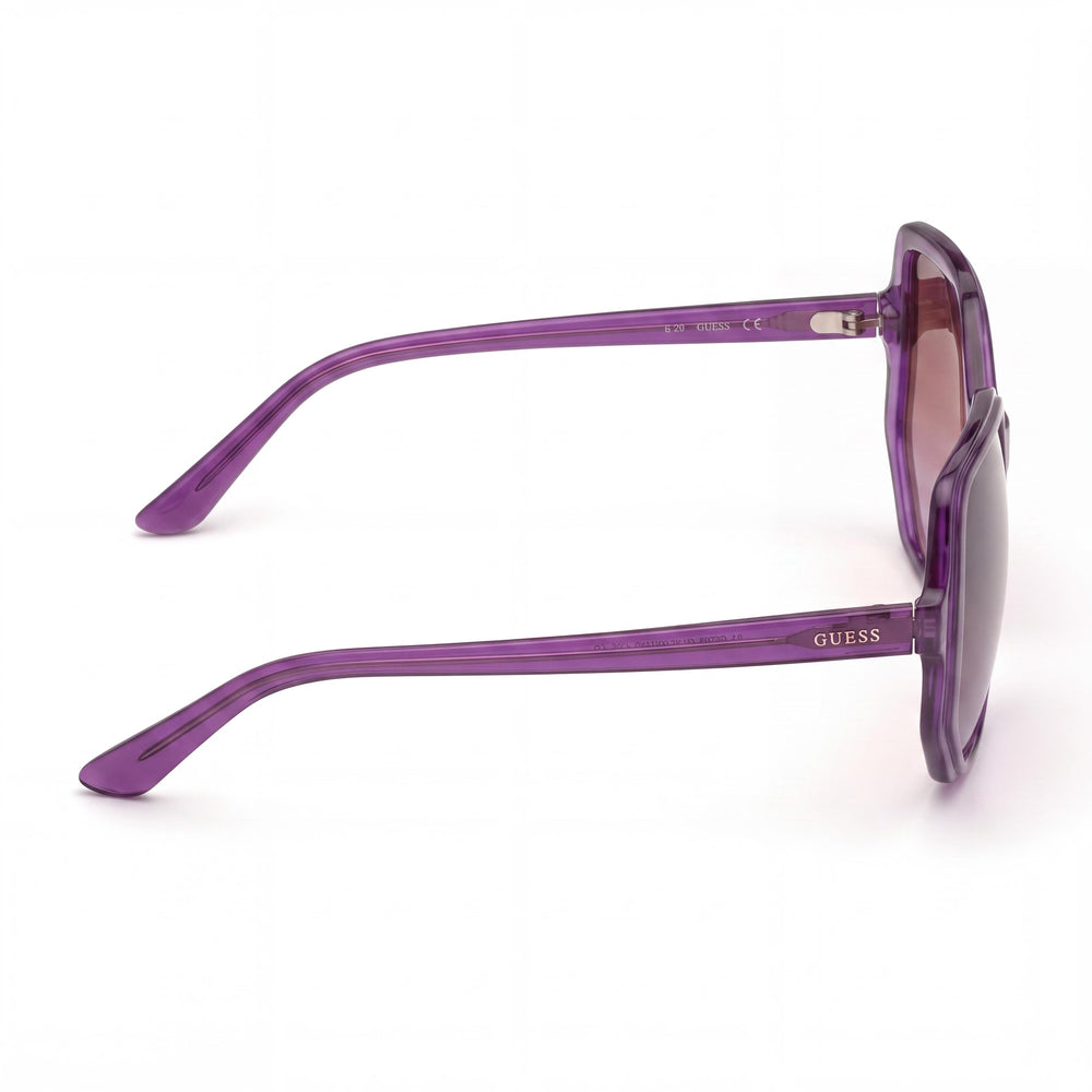 Guess GU7773 Rectangle Sunglasses Women — side view, Non-Polarized Violet lens