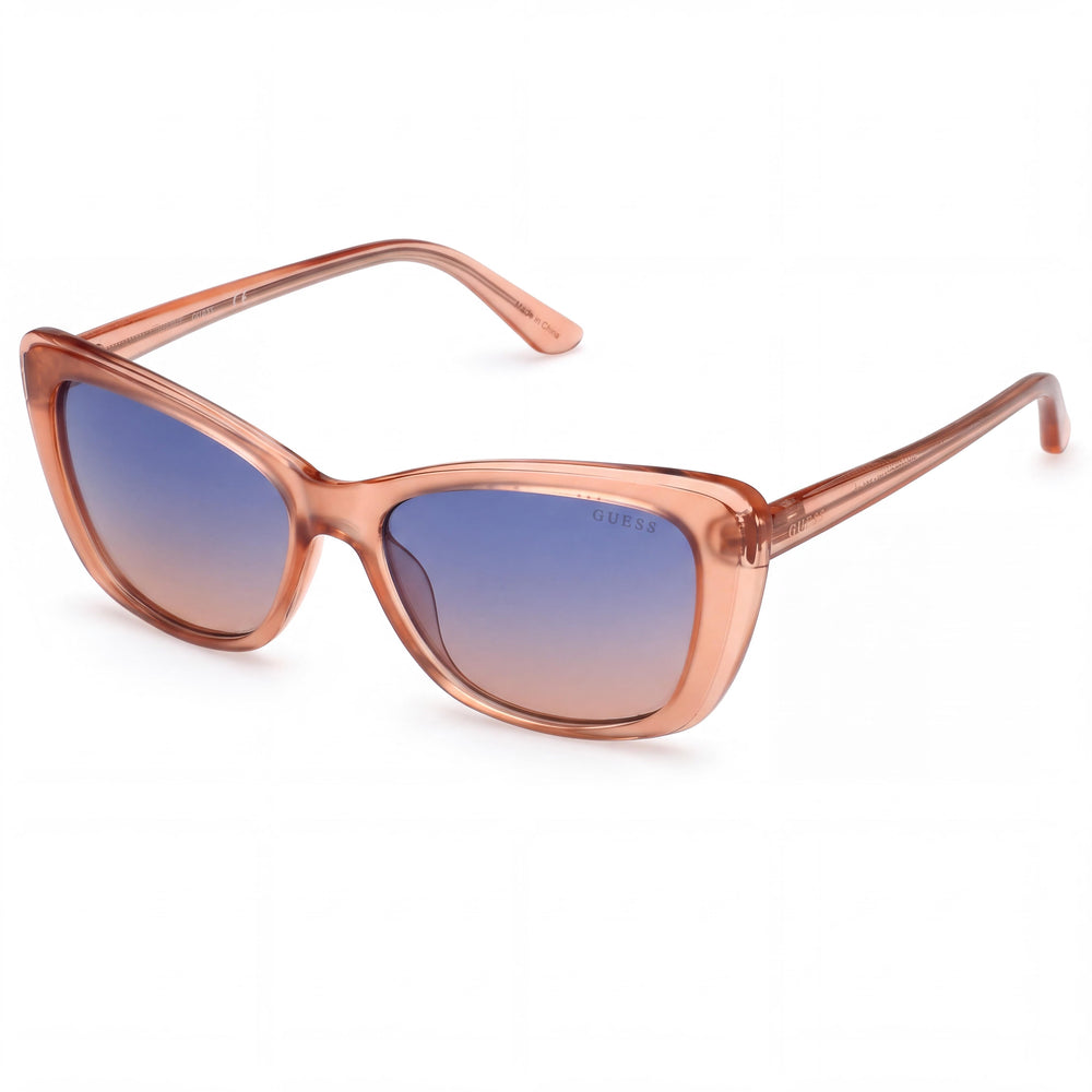 Guess Gu7774 Brown Rectangle Sunglasses for Women, Gradient Blue lens
