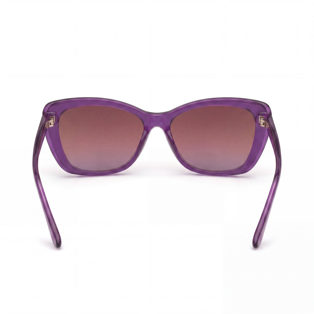 Guess gu777483z55 Cat Eye Sunglasses Women — side view, Non-Polarized Purple lens