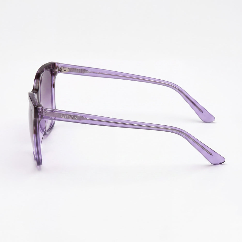 Guess gu777983z57 Cat Eye Sunglasses Women — side view, Non-Polarized Gradient Violet lens
