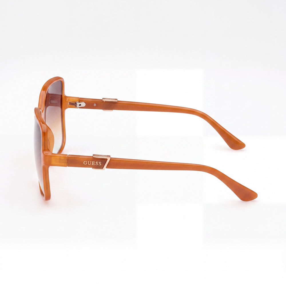 Guess GU7812 Rectangle Sunglasses Women — side view, Non-Polarized Gradient brown lens