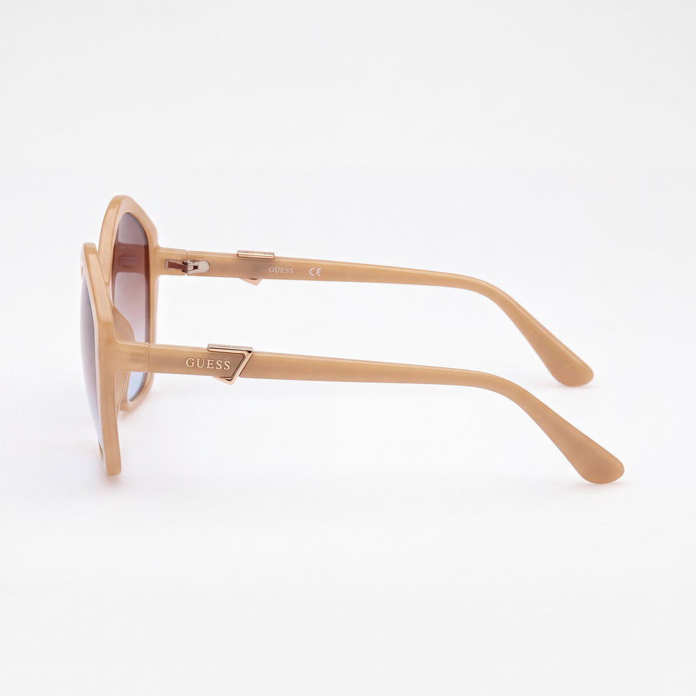 Guess GU781357F58 Geometric Sunglasses Women — side view, Non-Polarized Gradient Brown lens