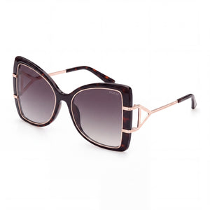 Guess GU7853 Havana Butterfly Sunglasses for Women, Gradient Green lens