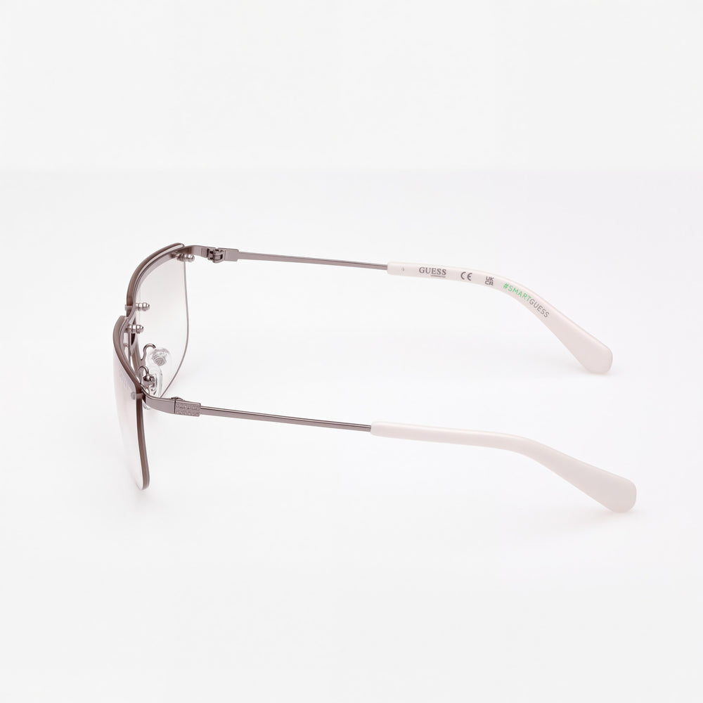 Guess GU8256 Rectangle Eyeglasses Men — side view, Light Nickeltin Plastic temples