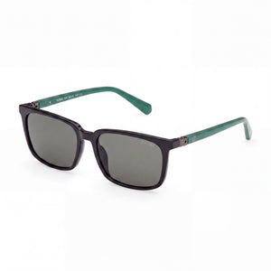 Guess GU829405N52 Glossy Black Rectangle Sunglasses for Unisex, Green lens
