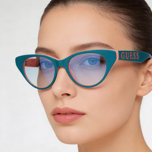 Guess GU9192 Cat Eye Eyeglasses for Women — interior view, Polycarbonate demo lenses