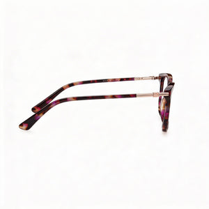 Guess Rectangle Eyeglasses Women — side view, Havana Plastic temples
