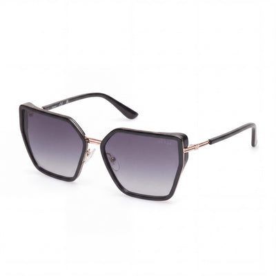 Guess Injected Sun Glasses Black Cat Eye Sunglasses for Women, Gradient Smoke lens