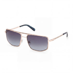 Guess Metal Navigator Gold Rectangle Sunglasses for Women, Gradient Blue lens
