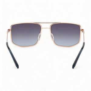 Guess Metal Navigator Rectangle Sunglasses Women — side view, Non-Polarized Gradient Blue lens