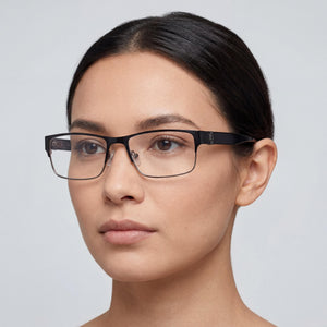 Guess Modern Rectangle Eyeglasses for Women — interior view, Plastic demo lenses