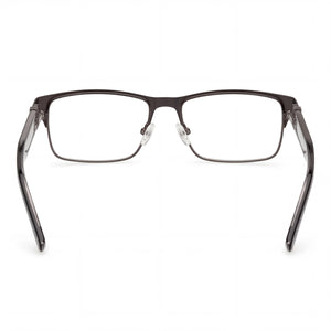 Guess Modern Rectangle Eyeglasses Women — side view, Matte Black Metal temples