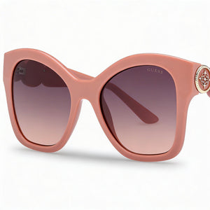 Guess Butterfly Sunglasses Women — side view, Non-Polarized Gradient Brown lens