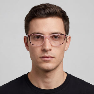 Guess Rectangle Eyeglasses for Men — interior view, Clear demo lenses