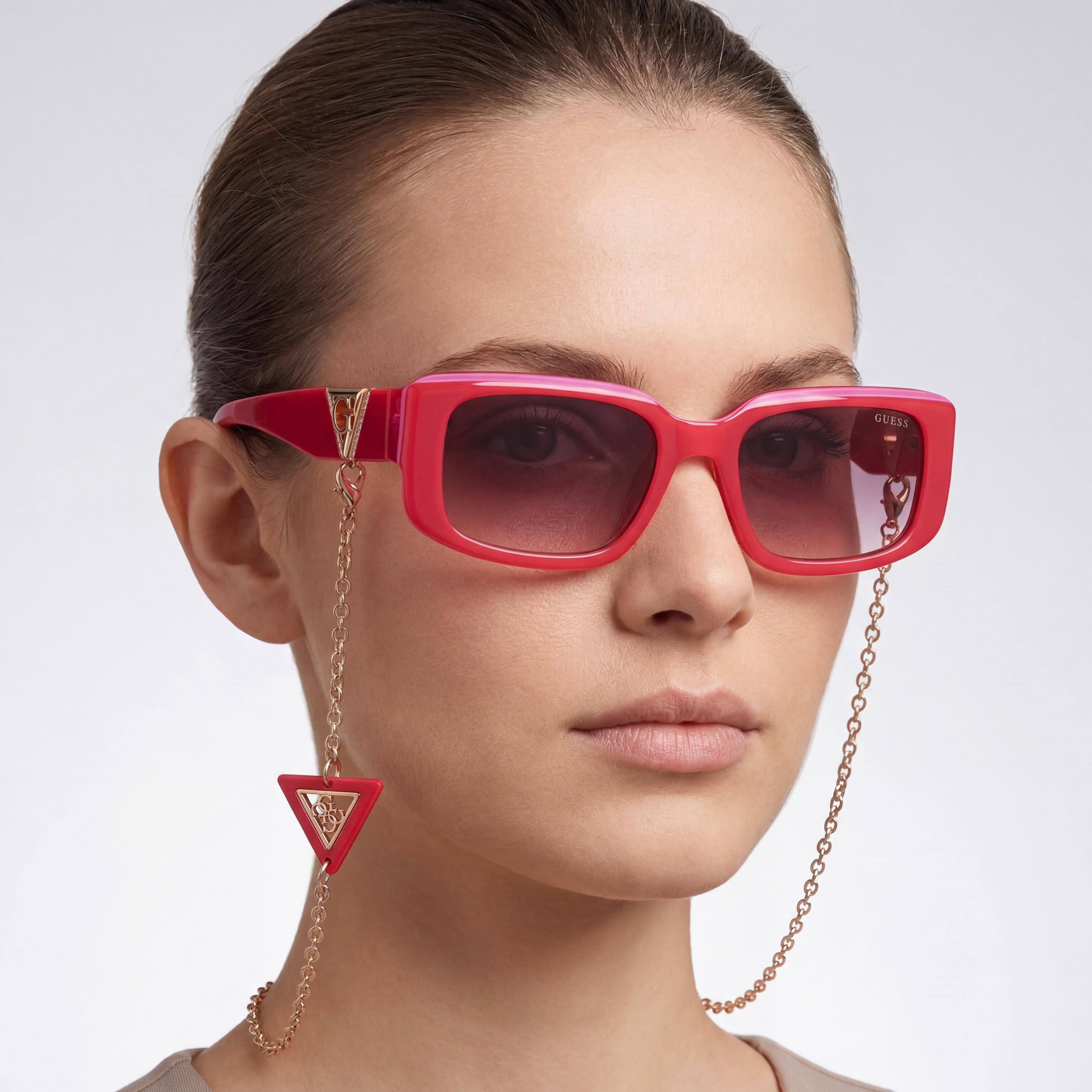 Guess Pink Rectangle Gradient Sunglasses for Women, 53mm, Photo 4