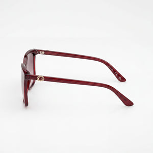 Guess Square Sunglasses Women — side view, Non-Polarized Gradient Burgundy lens