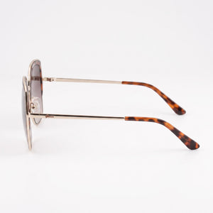 Guess Retro Oval Sunglasses Women — side view, Non-Polarized Brown lens
