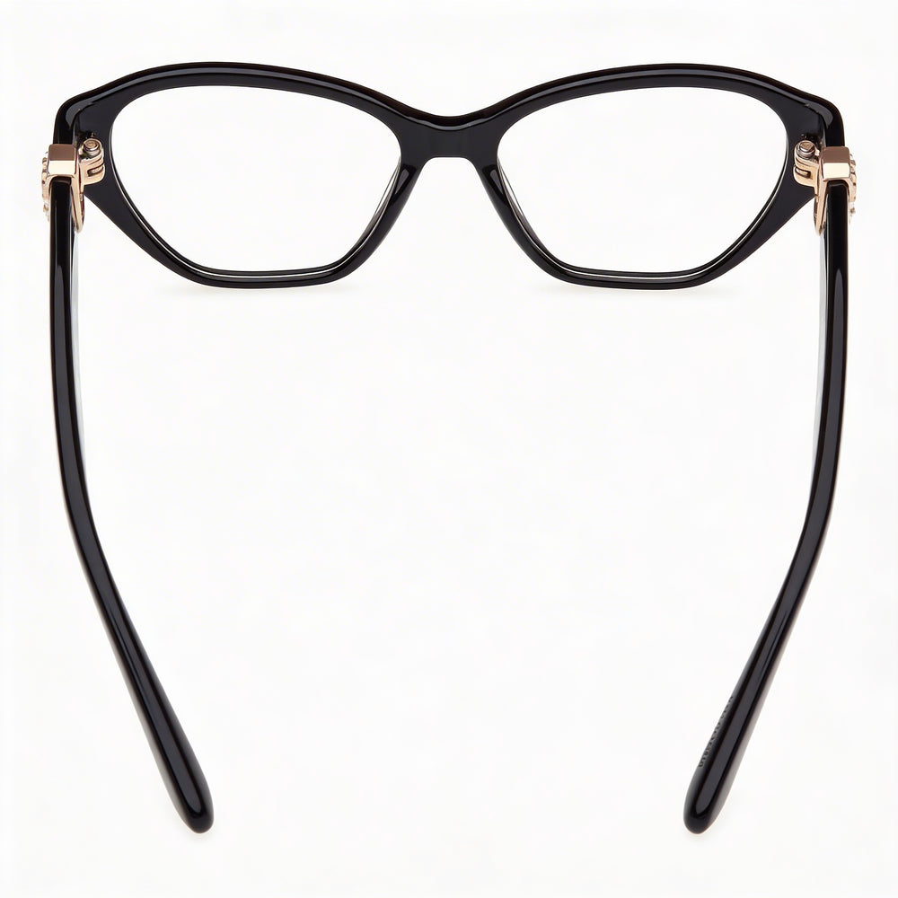Guess Cat Eye Eyeglasses Women — side view, Black Plastic temples