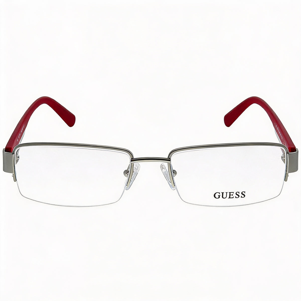 Guess Silver Red Rectangle Eyeglasses Unisex, Metal 55mm, Photo 2