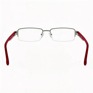 Guess Rectangle Eyeglasses Unisex — side view, Silver Metal temples