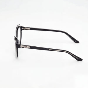 Guess Cat Eye Eyeglasses Women — side view, Transparent Plastic temples