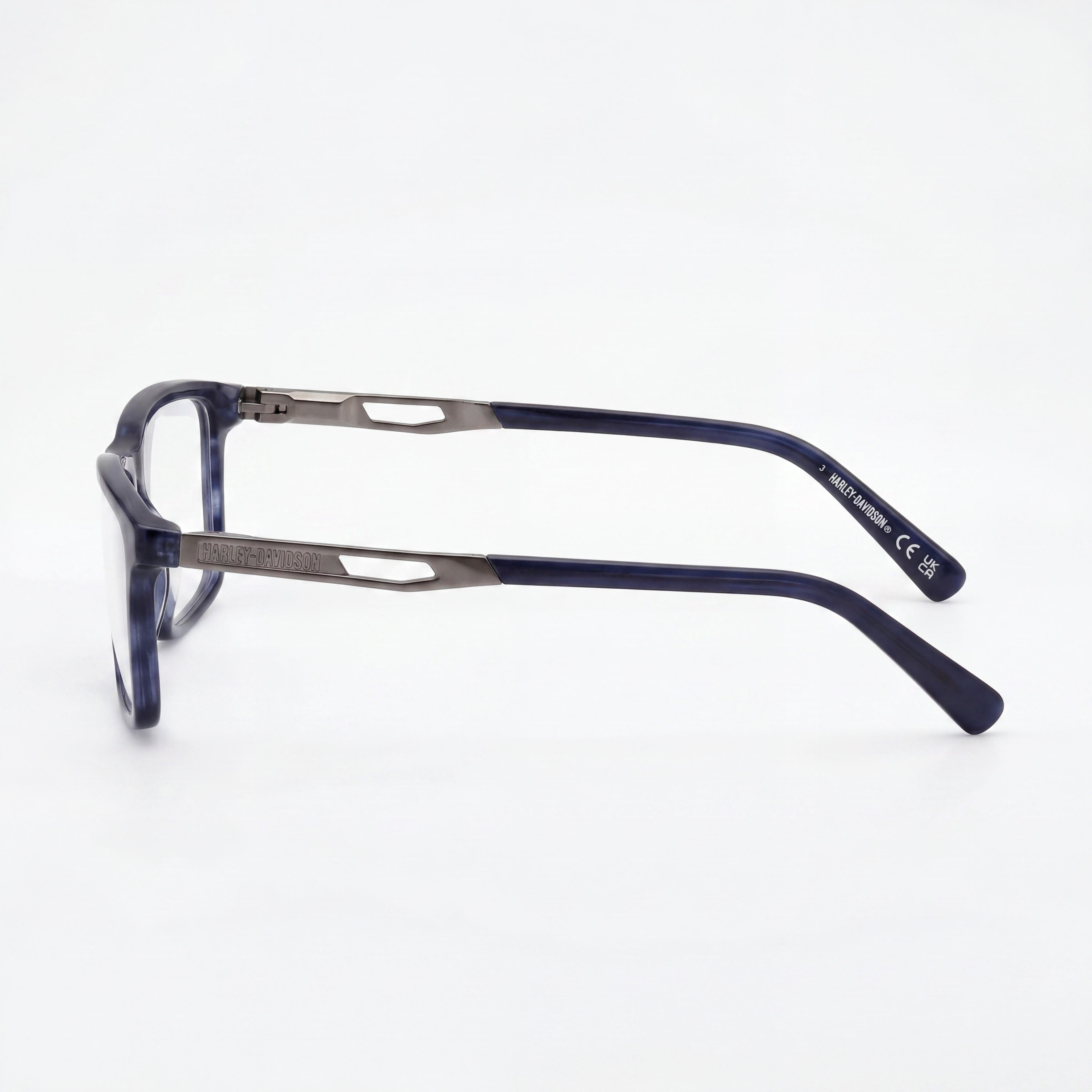 Harley-Davidson Blue/Horn Rectangle Eyeglasses for Men, Plastic, Photo 2