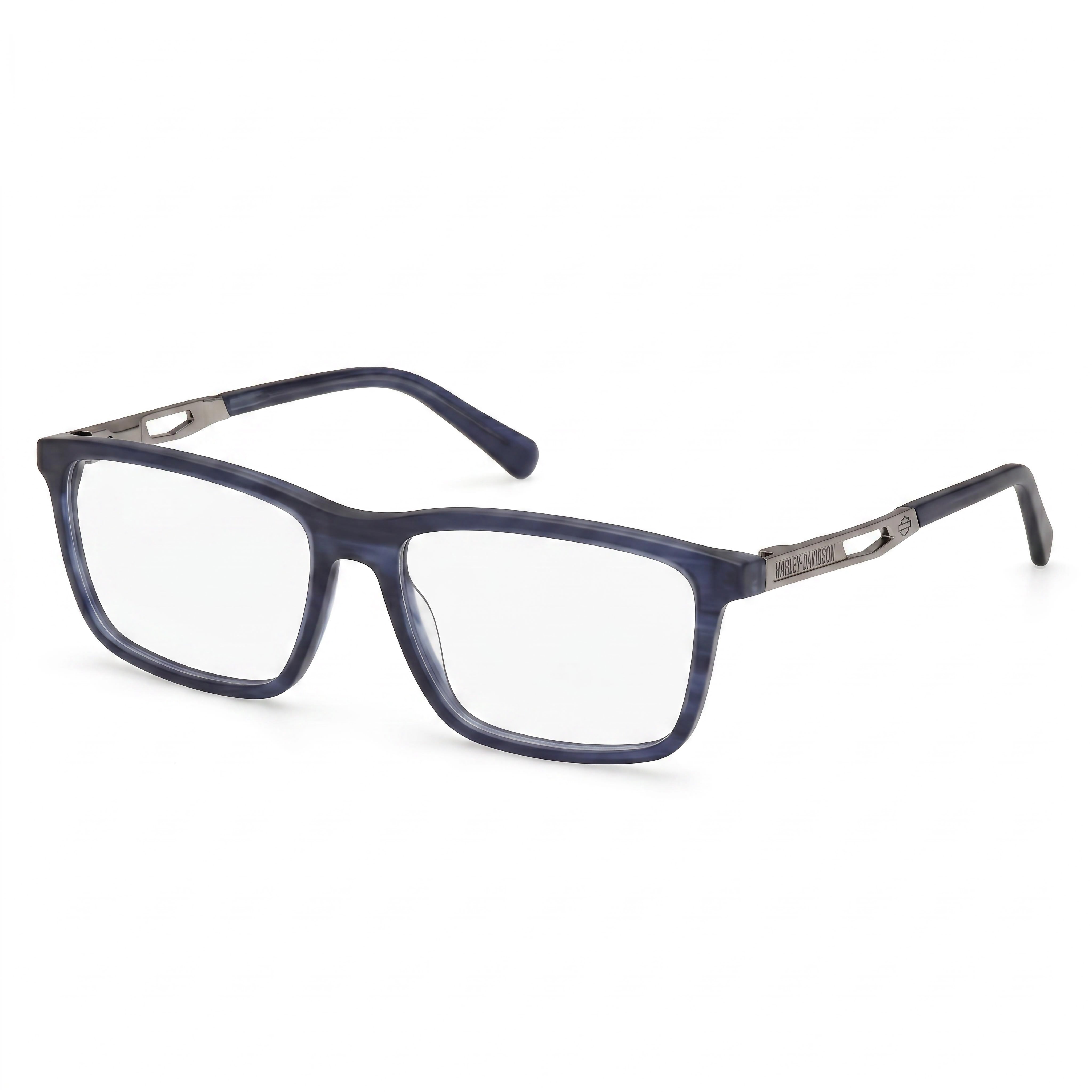 Harley-Davidson Blue/Horn Rectangle Eyeglasses for Men, Plastic, Photo 1