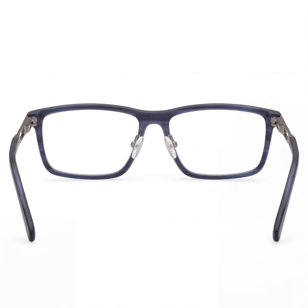 Harley-Davidson Rectangle Eyeglasses Men — side view, Blue/Horn Plastic temples