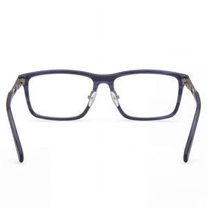 Harley-Davidson Rectangle Eyeglasses Men — side view, Blue/Horn Plastic temples