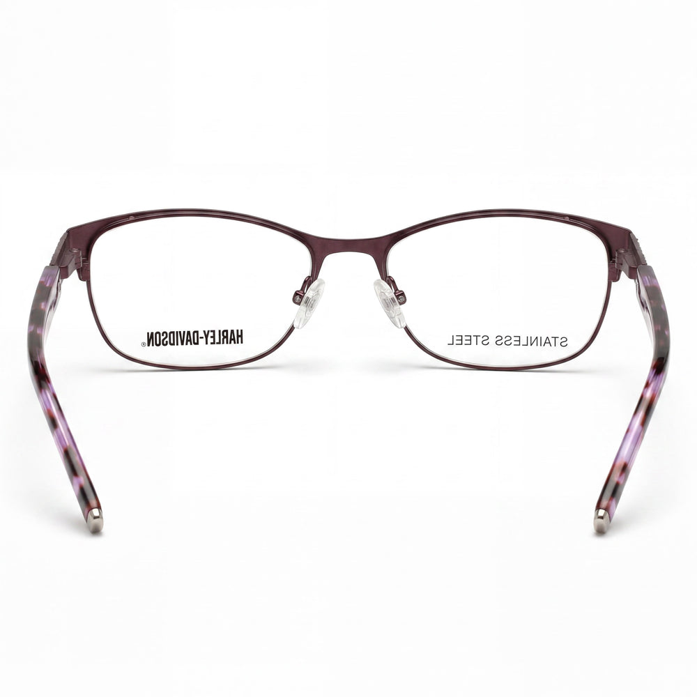 Harley-Davidson Hd0540 Rectangle Eyeglasses Women — side view, Havana Metal temples