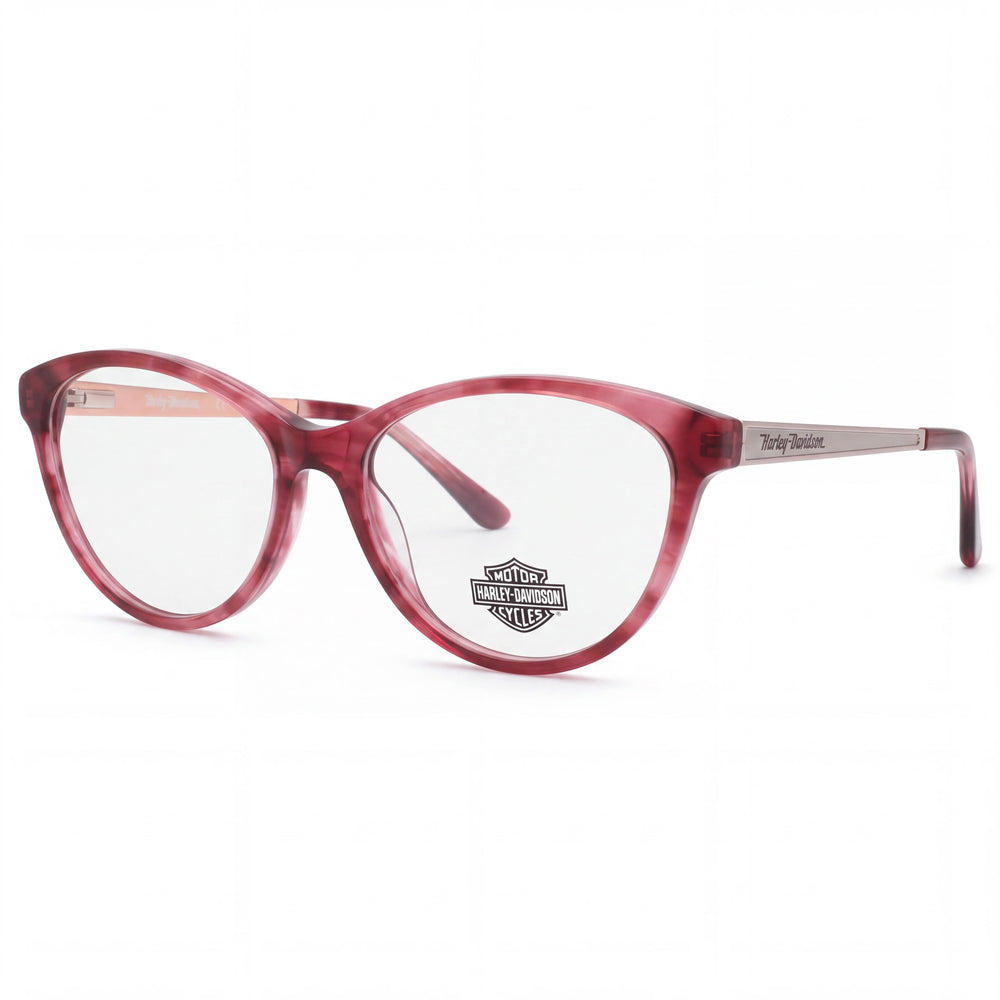 Harley-Davidson HD0570 Shiny Bordeaux Oval Eyeglasses for Women, Clear demo lenses