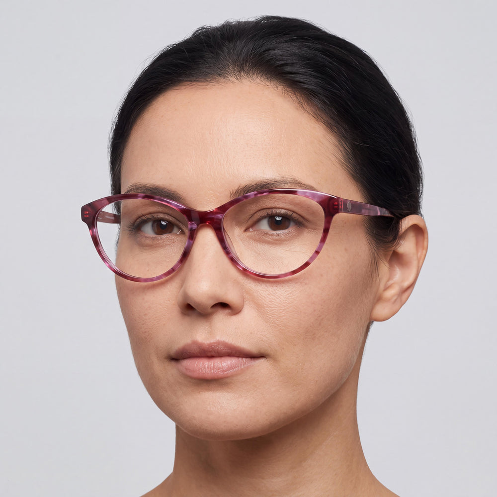 Harley-Davidson HD0570 Oval Eyeglasses Women — side view, Shiny Bordeaux temples