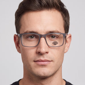 Harley-Davidson Hd0752 Rectangle Eyeglasses Unisex — side view, Grey Metal and plastic temples
