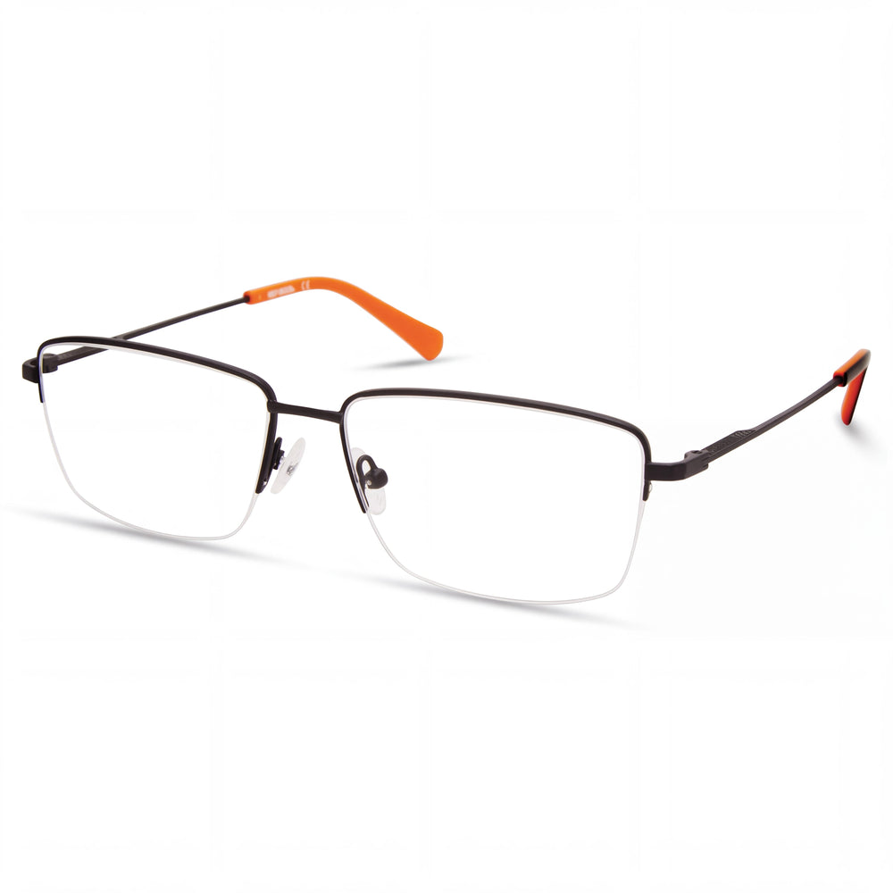 Harley-Davidson Hd0949 Matte Black Rectangle Eyeglasses for Men, Metal frame
