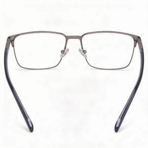 Harley-Davidson Hd0976 Rectangle Eyeglasses Men — side view, Silver Metal temples