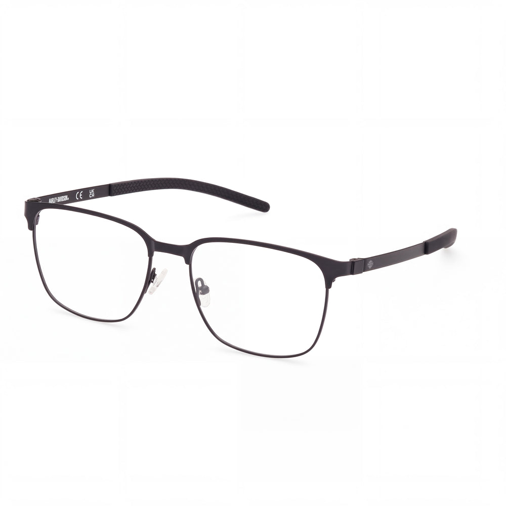 Harley-Davidson HD50018 Matte Black Square Eyeglasses for Men, Metal frame
