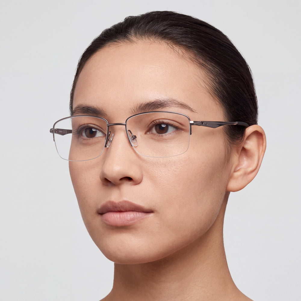 Harley-Davidson HD50063 Rectangle Eyeglasses Unisex — side view, Silver temples