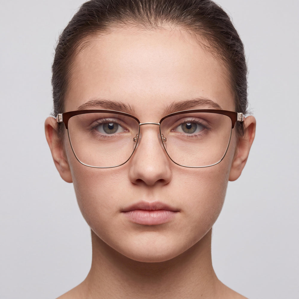 Harley-Davidson Hd50076 Rectangle Eyeglasses Unisex — side view, Brown Metal temples