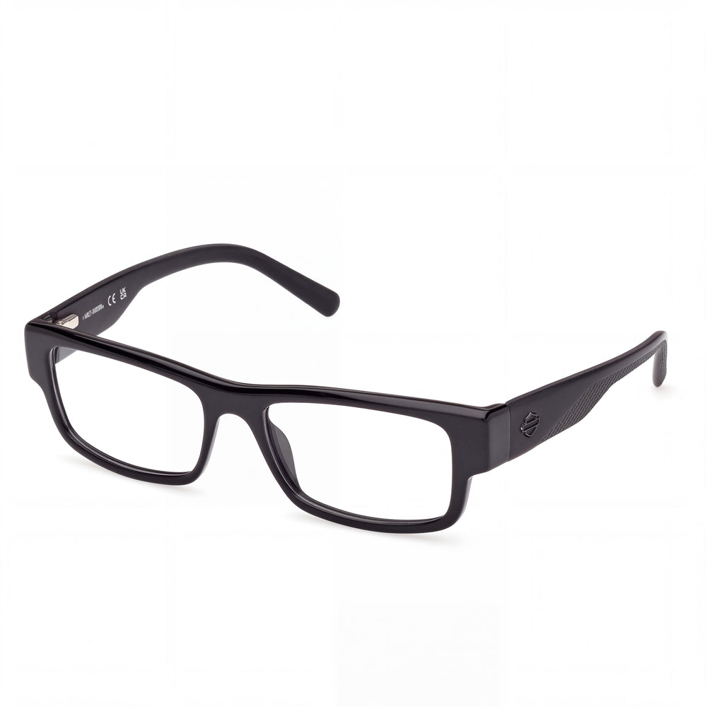 Harley-Davidson HD50111 Shiny Black Rectangle Eyeglasses Unisex, Plastic frame