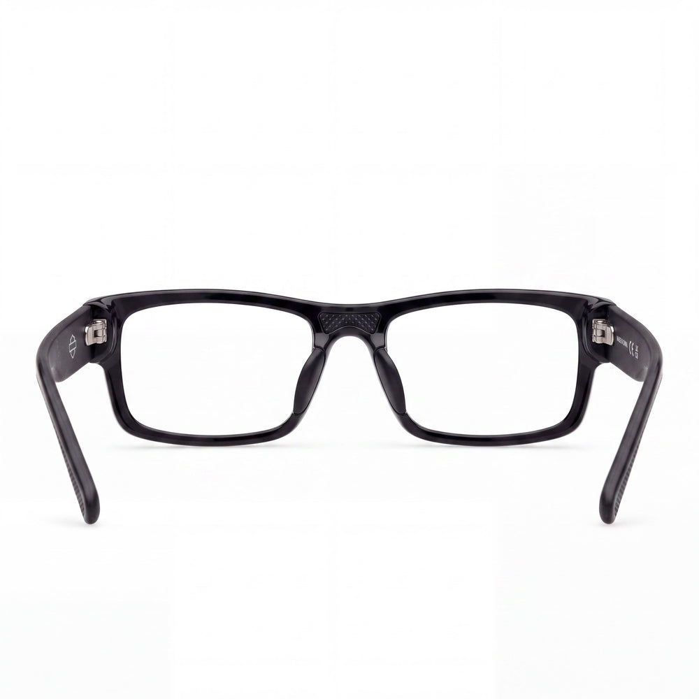 Harley-Davidson HD50111 Rectangle Eyeglasses Unisex — side view, Shiny Black Plastic temples
