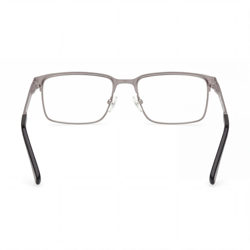 Harley-Davidson Minimalist Rectangle Eyeglasses Unisex — side view, Silver frame temples