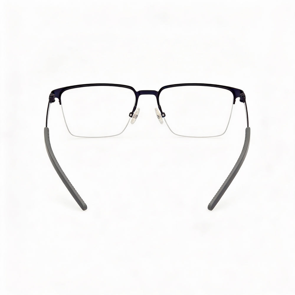 Harley-Davidson Rectangular Rectangle Eyeglasses Men — side view, Blue Metal temples