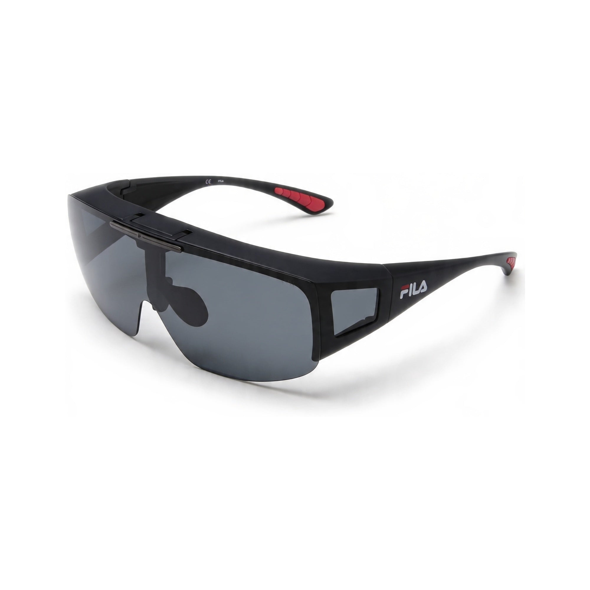 Fila Modern Unisex Matte Black Injected Frame Sunglasses with Non-Polarized Smoke Polycarbonate Lenses & UV Protection, Photo 2