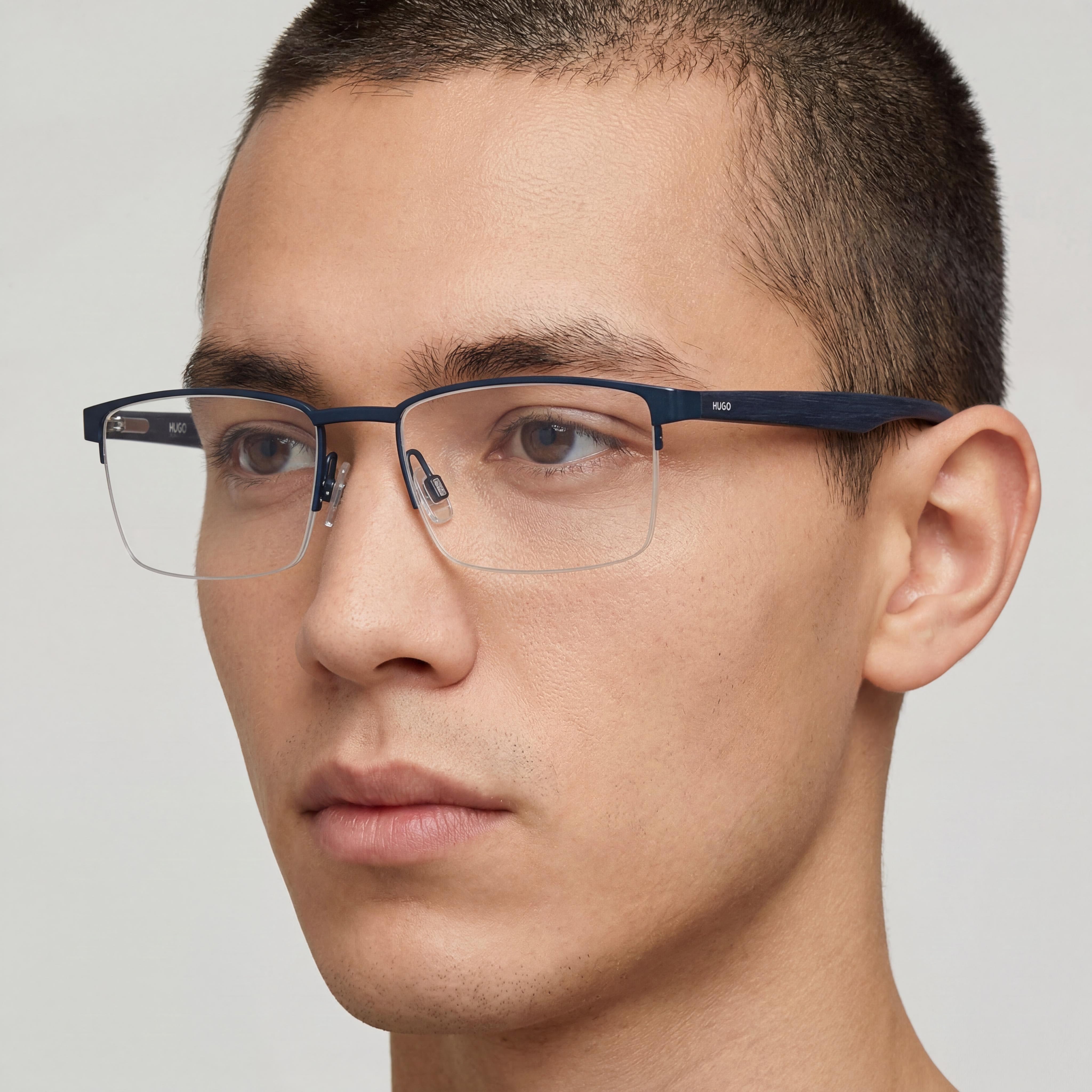 Gafas unisex rectangulares Hugo Boss 0324 Bluwood, 55mm, Photo 4