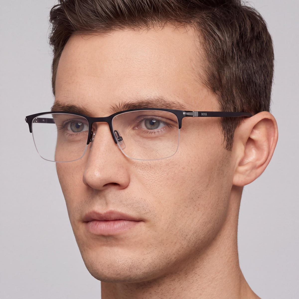 Hugo Boss 1007/It Matte Black Square Eyeglasses for Men, 52mm, Photo 3