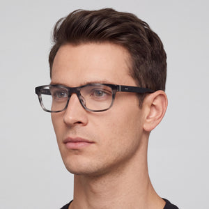 Hugo Boss 102053 Rectangle Eyeglasses for Men — interior view, Customisable demo lenses