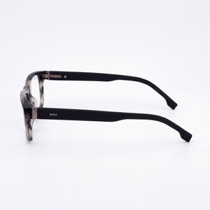 Hugo Boss 102053 Rectangle Eyeglasses Men — side view, Gray Acetate temples