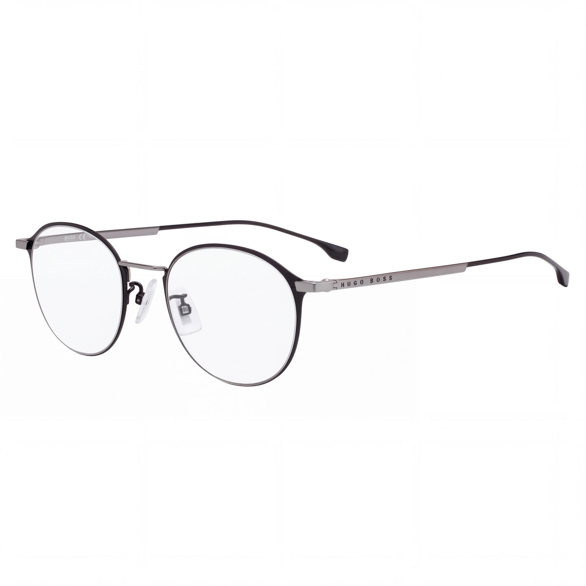 Gafas graduadas Hugo Boss 102062 para hombre, de titanio/beta-titanio, color negro mate y gris, forma ovalada, 49-145, Photo 1