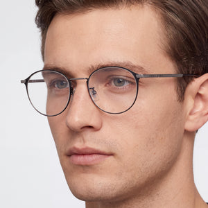Hugo Boss 102062 Round Eyeglasses for Men — interior view, Polycarbonate demo lenses