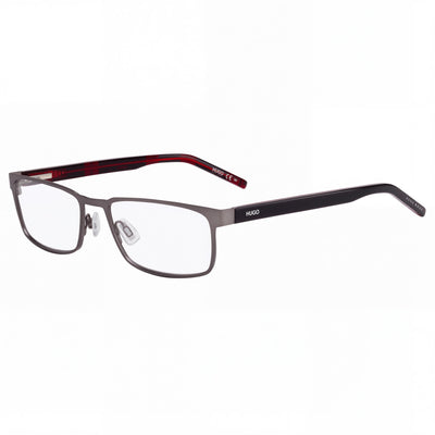 Hugo Boss 1075 R80 Matte Dark Ruthenium Rectangle Eyeglasses for Unisex, Alloy Steel frame